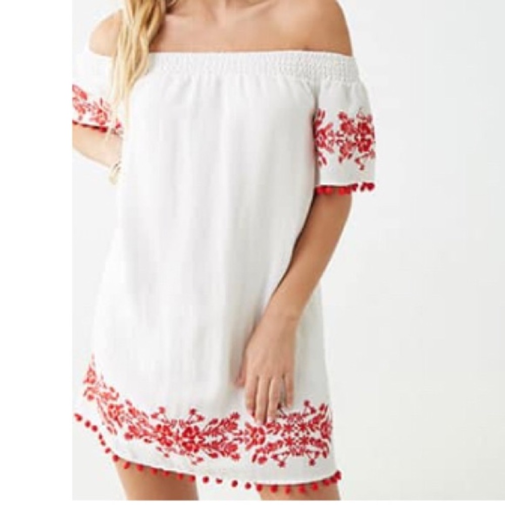 embroidered off the shoulder dress